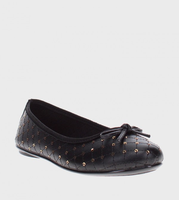 Bow Detail Round Toe Ballerinas
