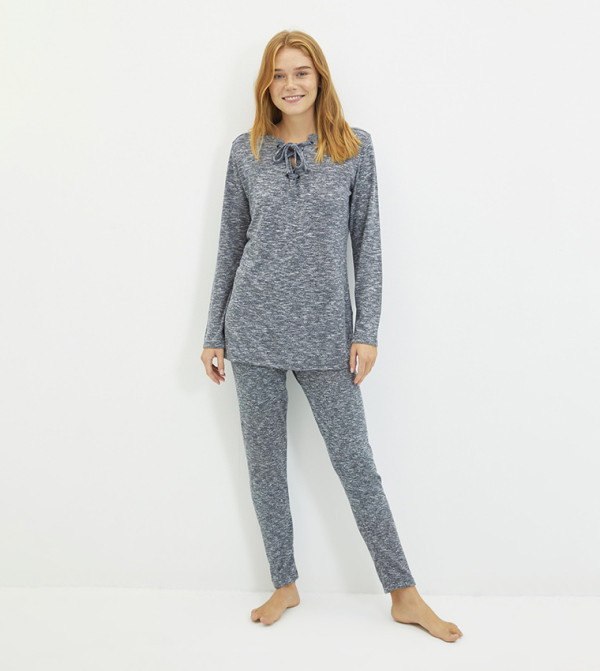 Buy Trendyol Basic Night Suit In Grey | 6thStreet Bahrain