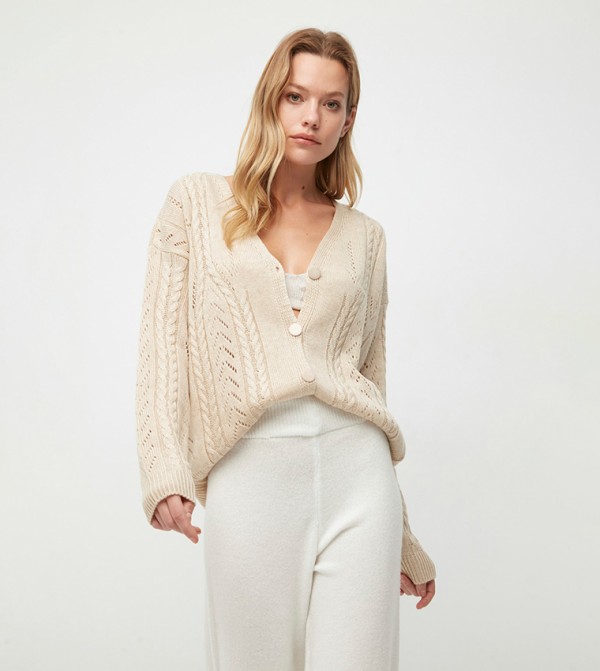 トップス andmary Lacey ribbon cardigan beige andmary Lacey ribbon cardigan beige