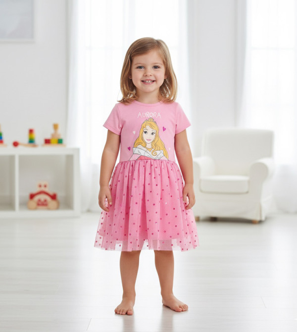 Princess Print Short Sleeves Dress