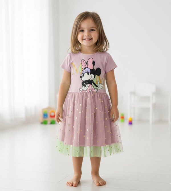 Rapunzel Print Short Sleeves Dress