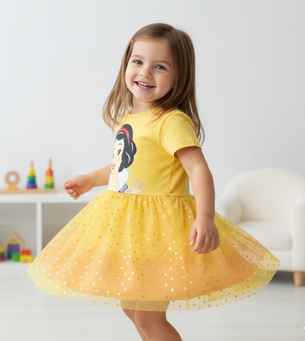 Princess Snow White Print Short Sleeves Dress