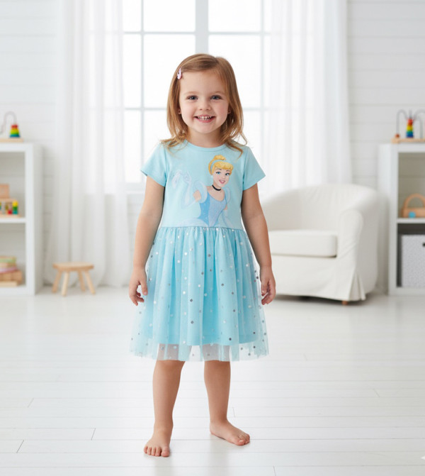 Princess Sofia Print Short Sleeves Dress