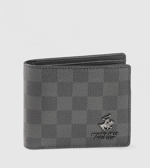 Checkered Leather Bi-Fold Wallet