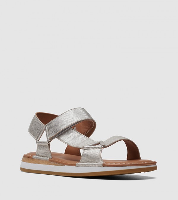 Buy Clarks Craft Sun Open Toe Casual Sandals In Silver | 6thStreet ...