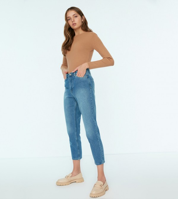 Buy Trendyol High Waist Baggy Jeans In Blue