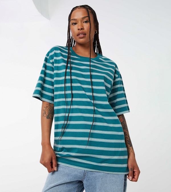 Striped Longline Boyfriend T-Shirt