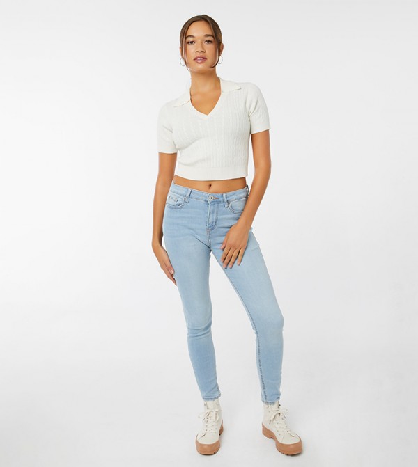 Buy American Eagle Next Level Ripped Low Rise Jeggings In Blue