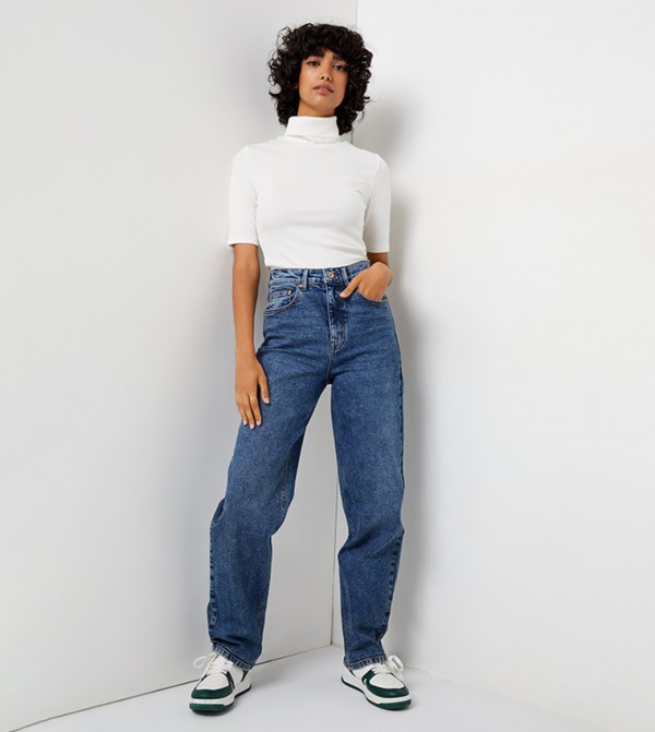 High Rise Baggy Straight Jeans