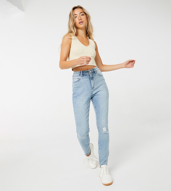 Raw-Hem Skinny Jeans