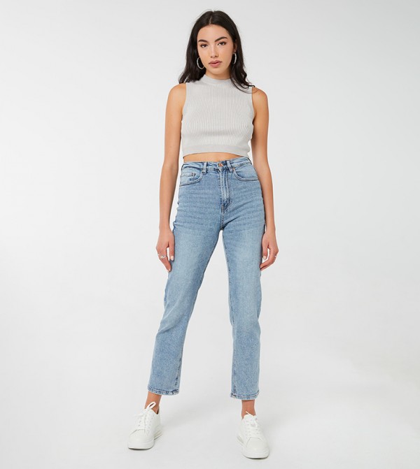 High-Rise Straight Jeans