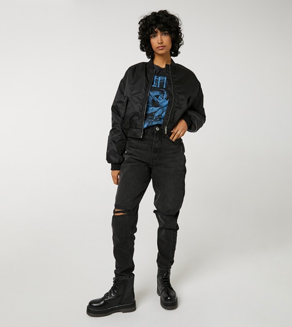 Bomber Jacket With Sleeve Pocket