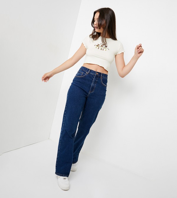 Graphic Printed Lettuce Edge T-Shirt