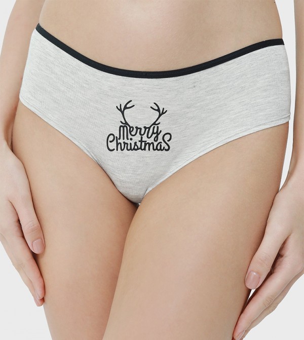 Buy La Senza Merry Christmas Antler Print Hipster Brief In Grey