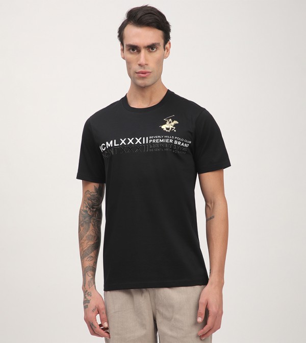 Logo Printed Short Sleeves Casual T-Shirt