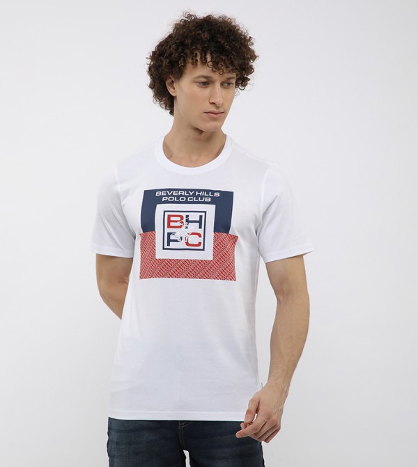 Long Printed Crew Neck T-Shirt