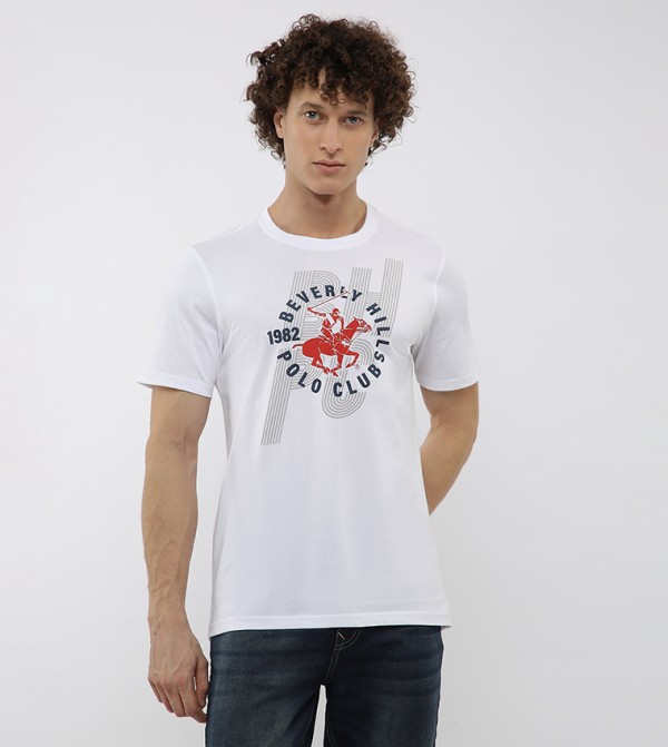 Long Printed Crew Neck T-Shirt