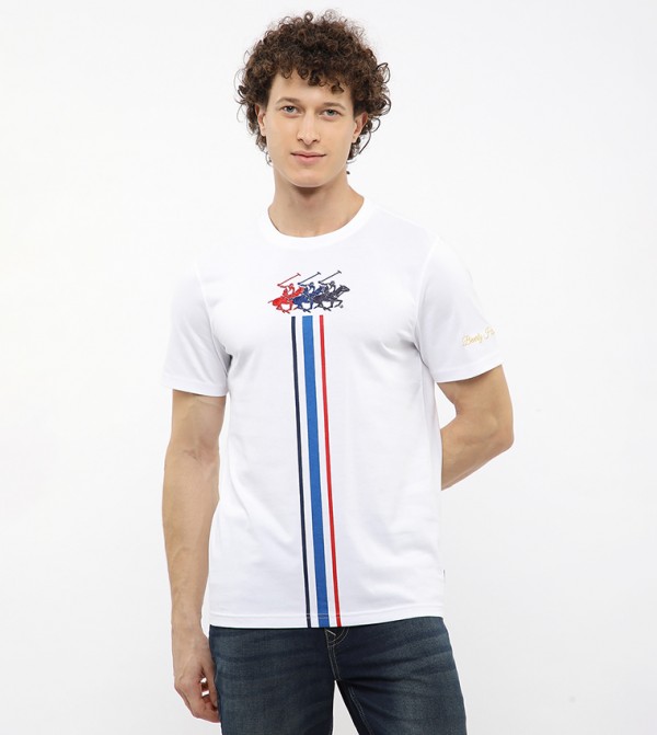 Logo Embroidered Crew Neck T-Shirt