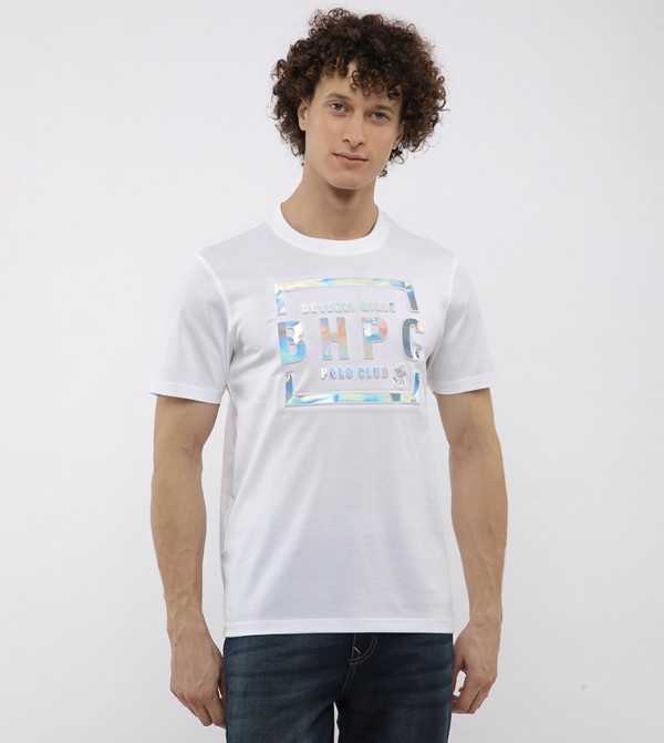 Logo Embossed Crew Neck T-Shirt