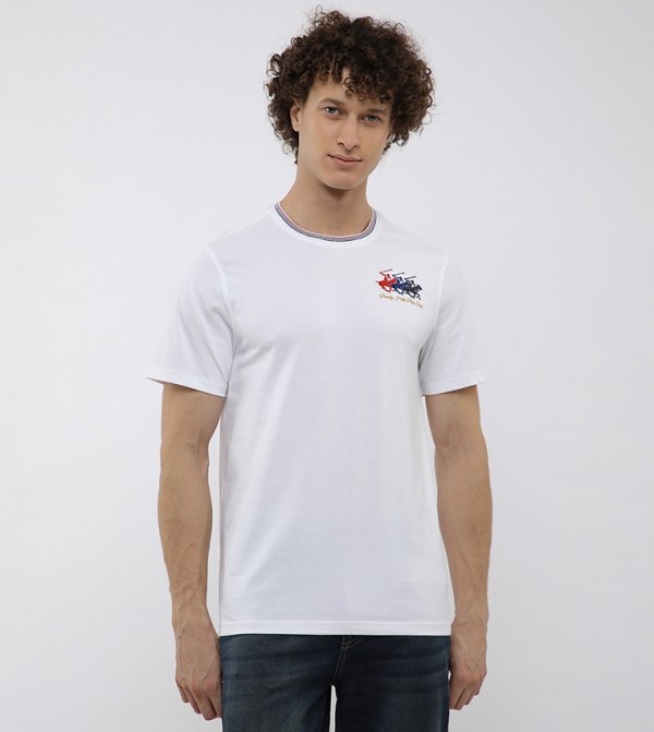 Logo Embroidered Crew Neck T-Shirt
