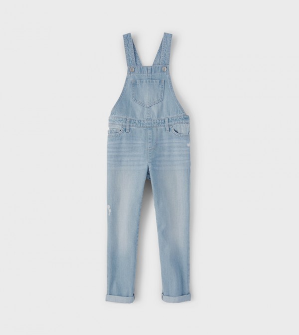 SHORT DUNGAREES WITH BUCKLES AND LABEL - Light blue | ZARA India