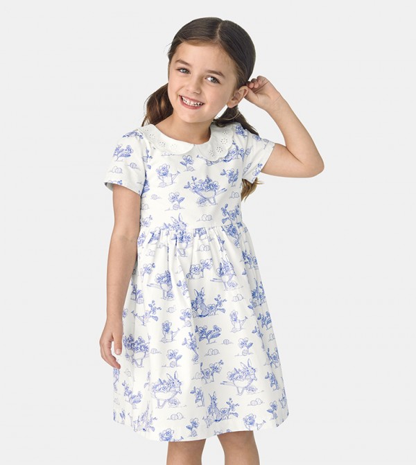 Buy Gymboree Girls Bunny Poplin Peter Pan Dress Blue Belle In White