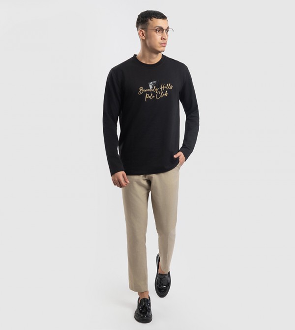 Logo Embroidered Long Sleeves T-Shirt