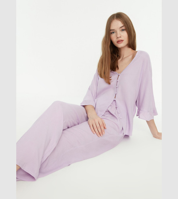 Buy Trendyol Regular Fit Night Suit In Purple | 6thStreet Qatar