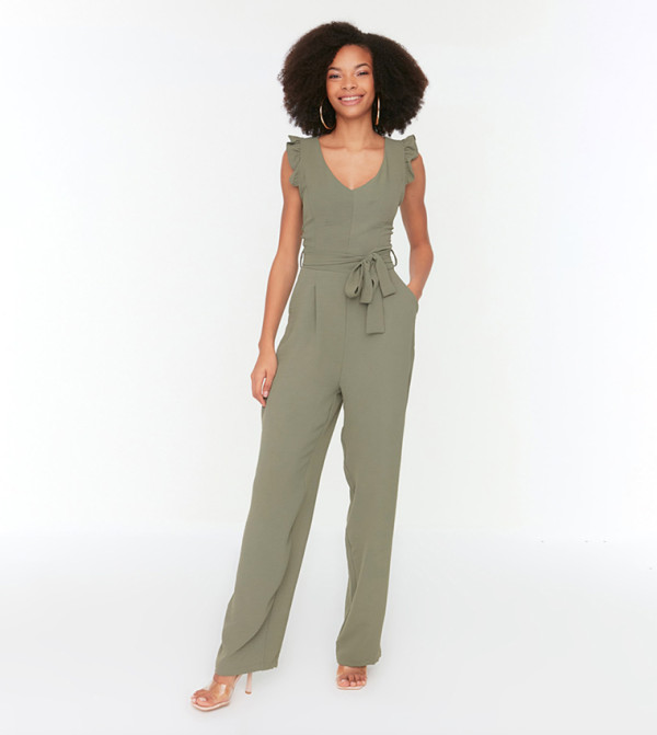 Oyemwen Forbidden Garden Green Wide Legged Jumpsuit
