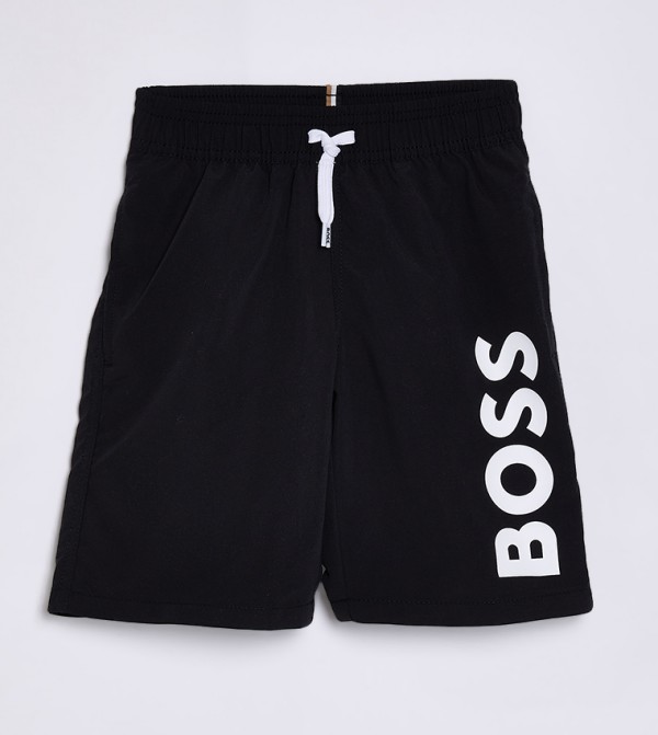 Buy Boss Logo Printed Drawstring Waist Swim Shorts In Black 6thStreet Bahrain