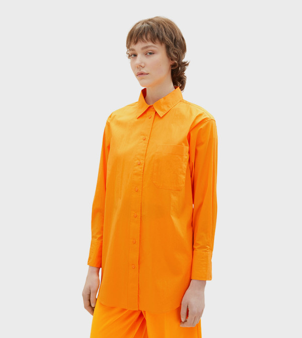 Solid Long Sleeves Oversized Shirt