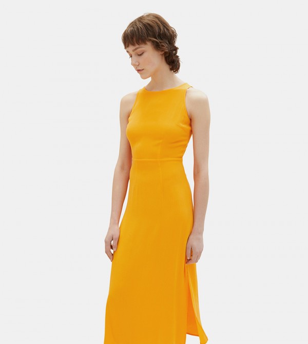 Tie-Back Sleeveless Midi Dress