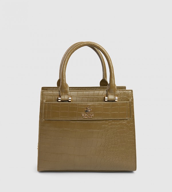 Textured Zip-Closure Satchel Bag
