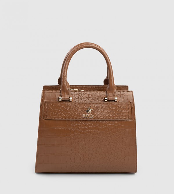 Textured Zip-Closure Satchel Bag