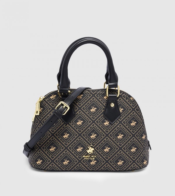 Logo Patterned Satchel Bag