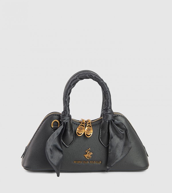Textured Handheld Bag with Scarf Detail