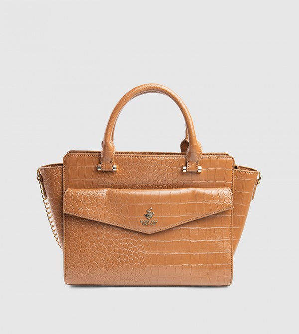 Textured Zip-Closure Satchel Bag
