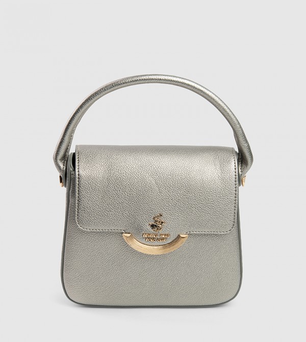 Textured Flap Top Handle Bag
