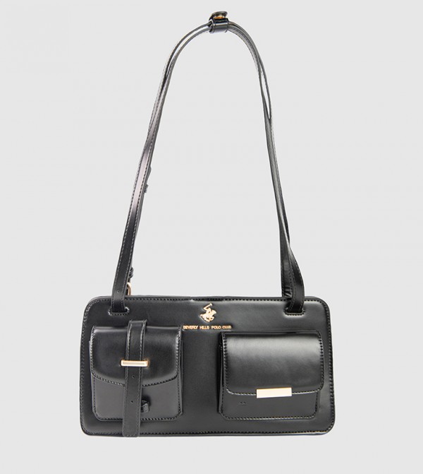Textured Front-Pocket Shoulder Bag