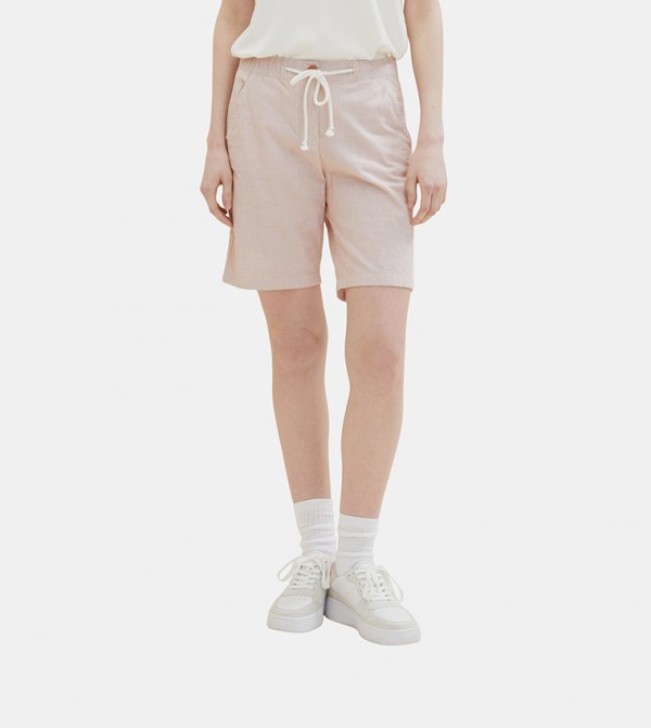 Solid Drawstring Waist Bermuda Shorts