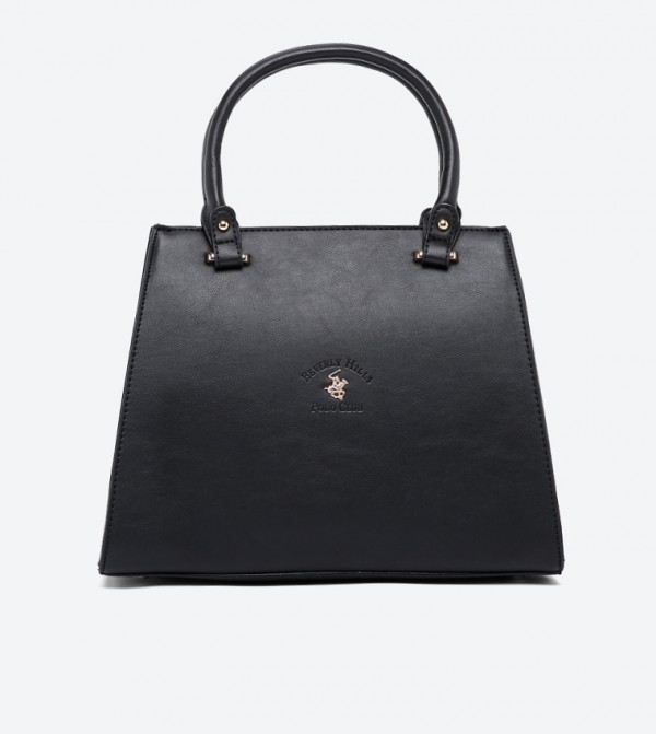 Ladies Handbag With 2 Handles + Detachable Shoulder Strap-Black