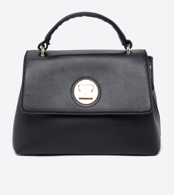 Ladies Handbag With Handle And Detachable Shoulder Strap-Black