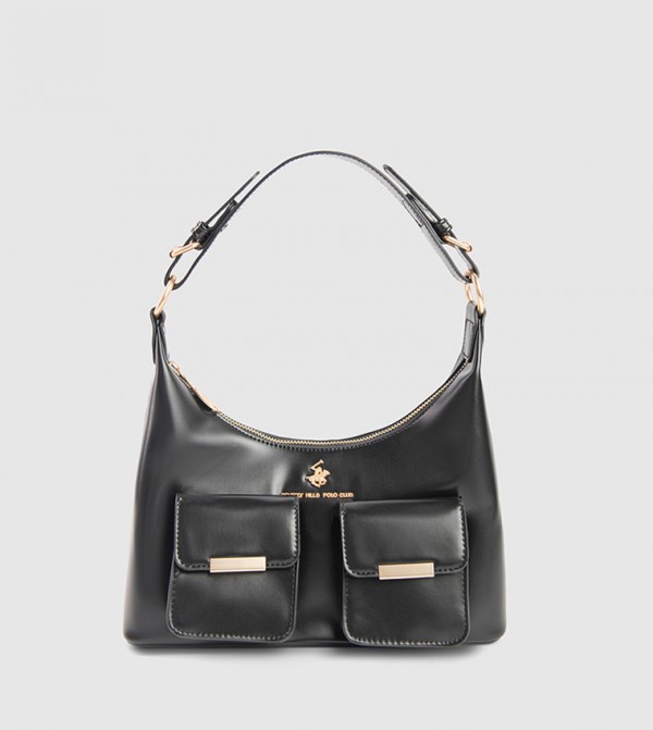 Textured Front-Pocket Shoulder Bag