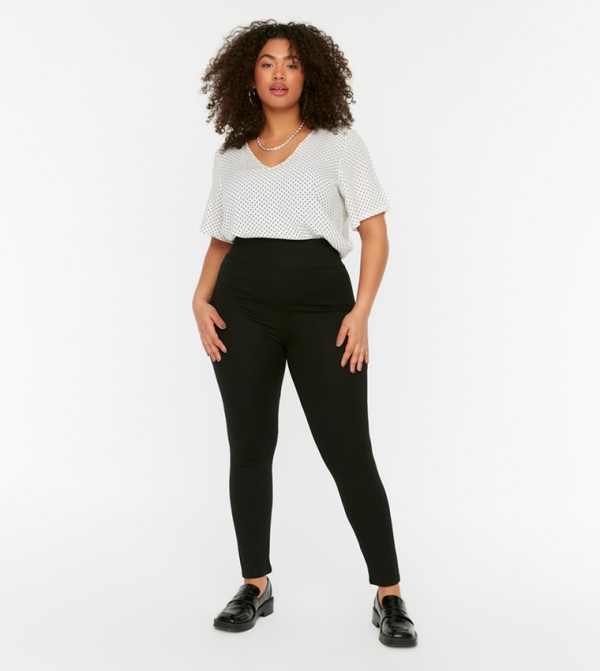 Thick Waistband Fleece Lined Seam Front Leggings