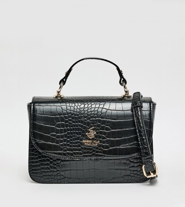Croc Textured Top Handle Bag