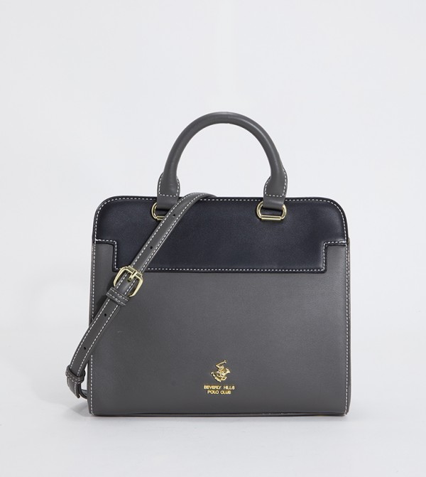 Color Block Logo Detail Satchel Bag