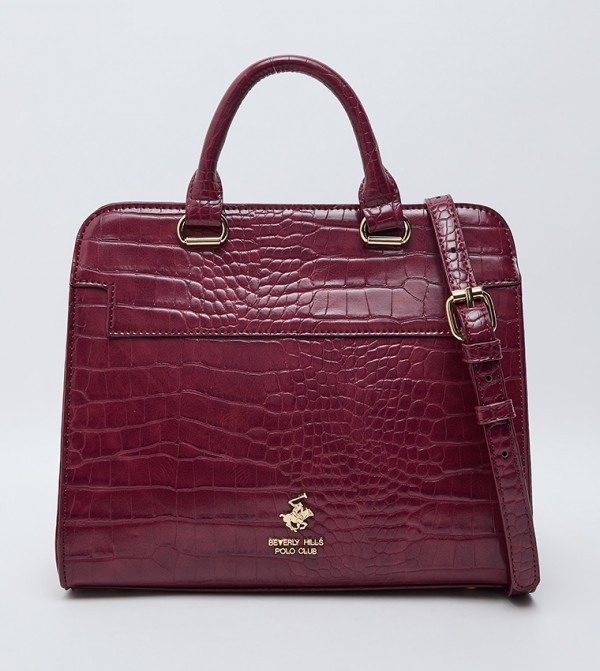 Croc Textured Satchel Bag