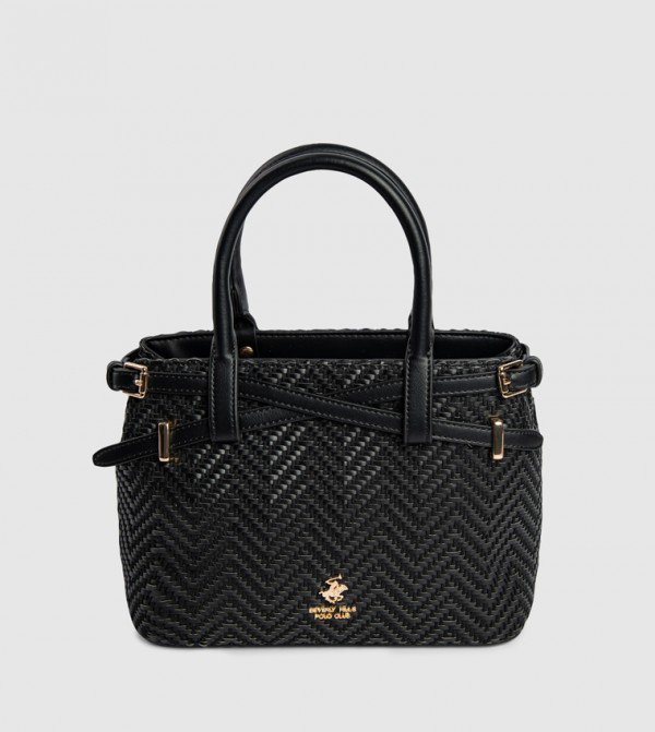 Logo Detail Braided Satchel Bag