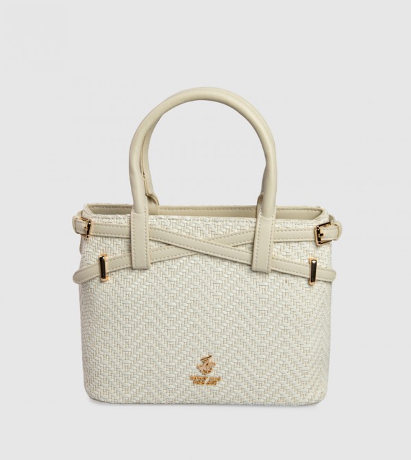 Logo Detail Braided Satchel Bag