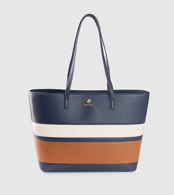 Color Block Zippered Tote Bag